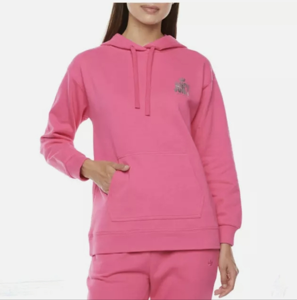 Juicy By Juicy Couture French Terry Pullover Hoodie Sweatshirt Regal Pink NWT SO